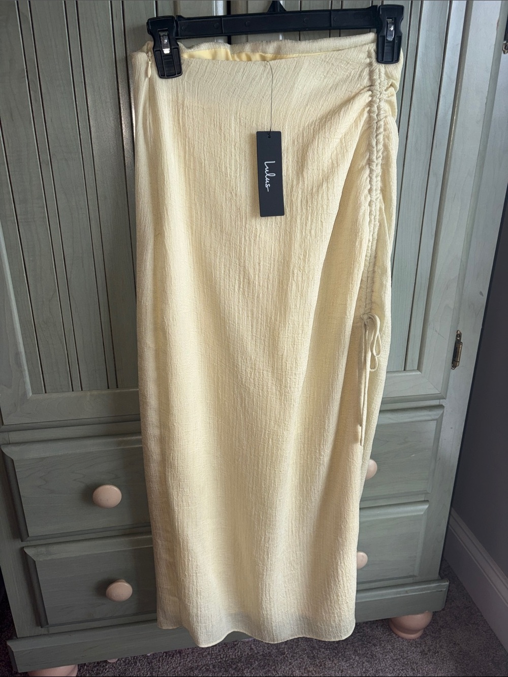 Lulus XA Bright Yellow Side-Tie Maxi Skirt